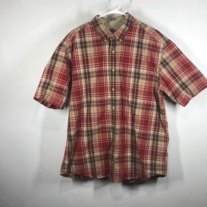 Eddie Bauer red plaid button down shirt size XLT